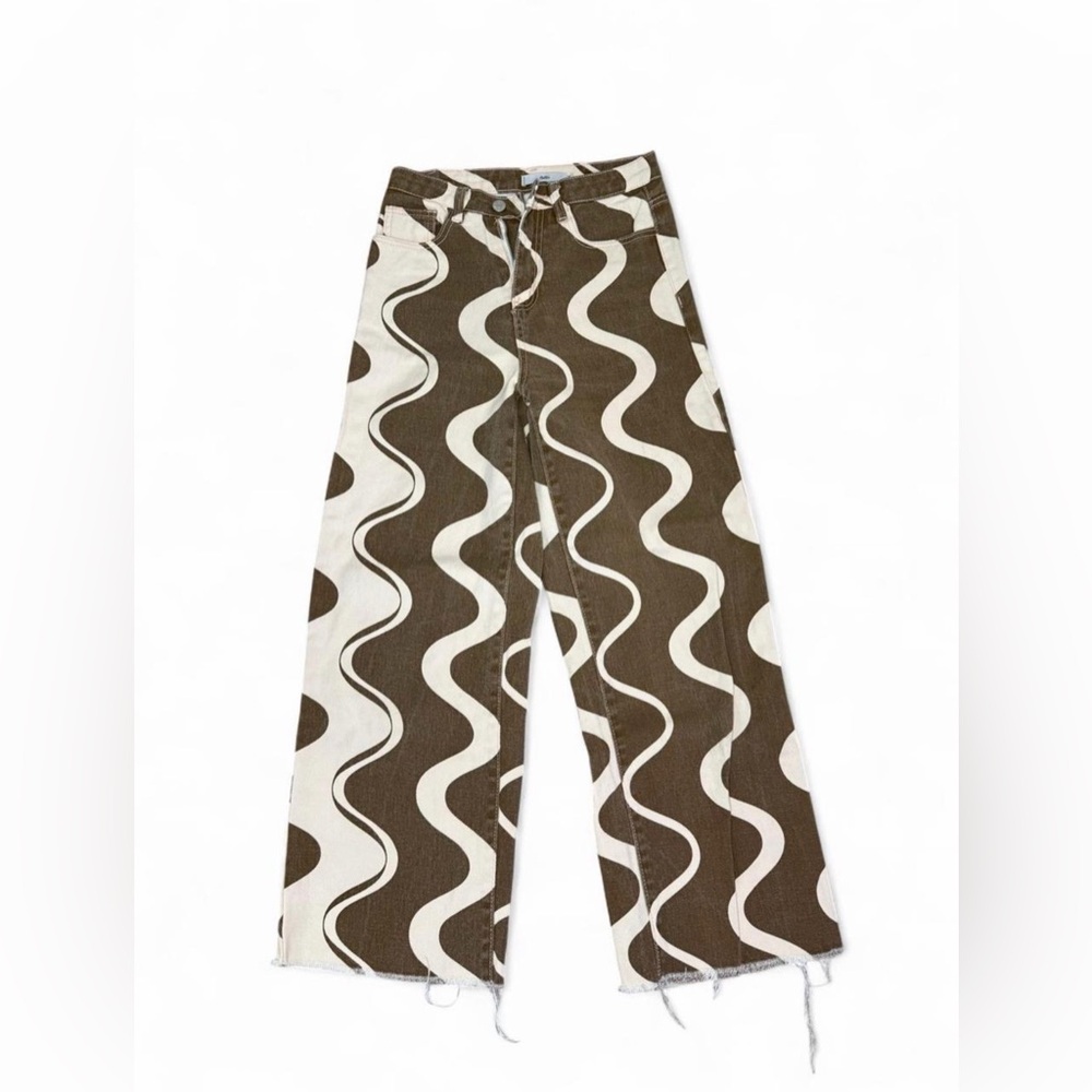 Adika Brown and Cream Wave Pattern Jeans